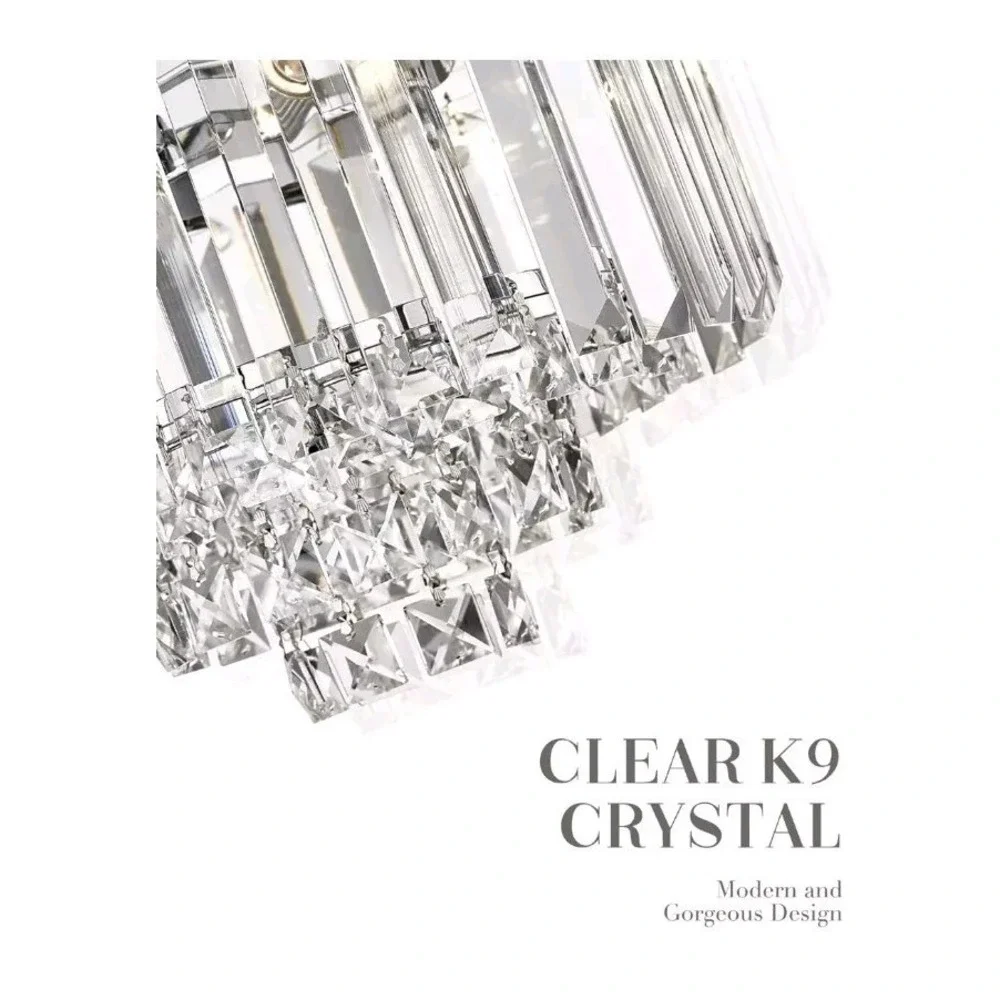 Cargifak Crystal Chandelier, 4-Tier Modern Chandelier with Polished Chrome Fi...